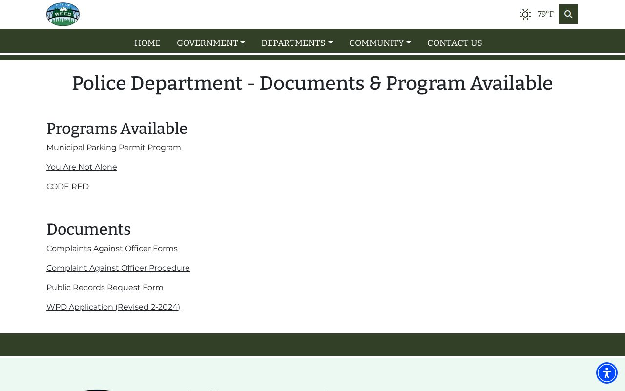 Weed Police public records request form and department documents