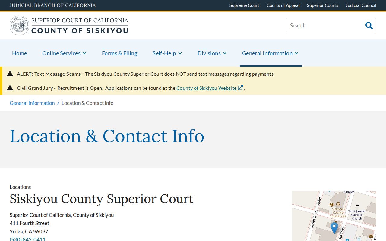 Siskiyou County criminal court case courthouse contact
