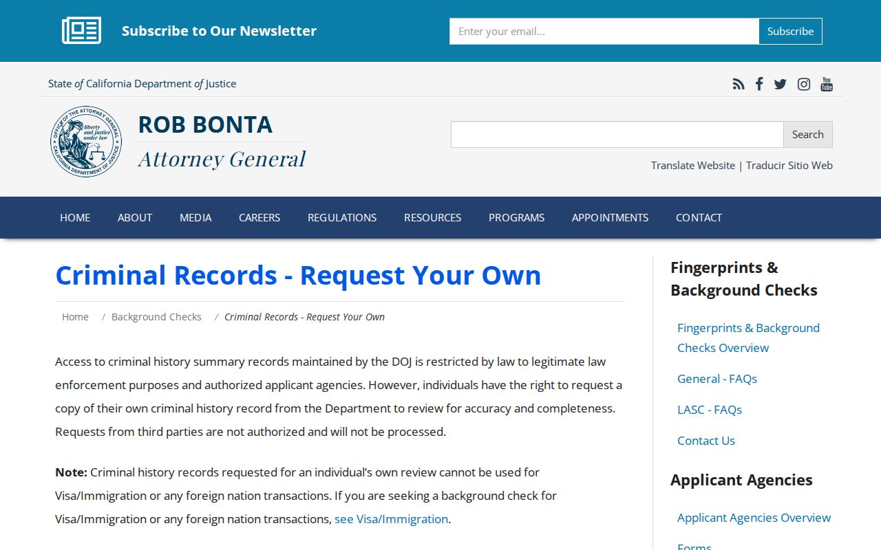 Siskiyou County criminal history DOJ personal record review