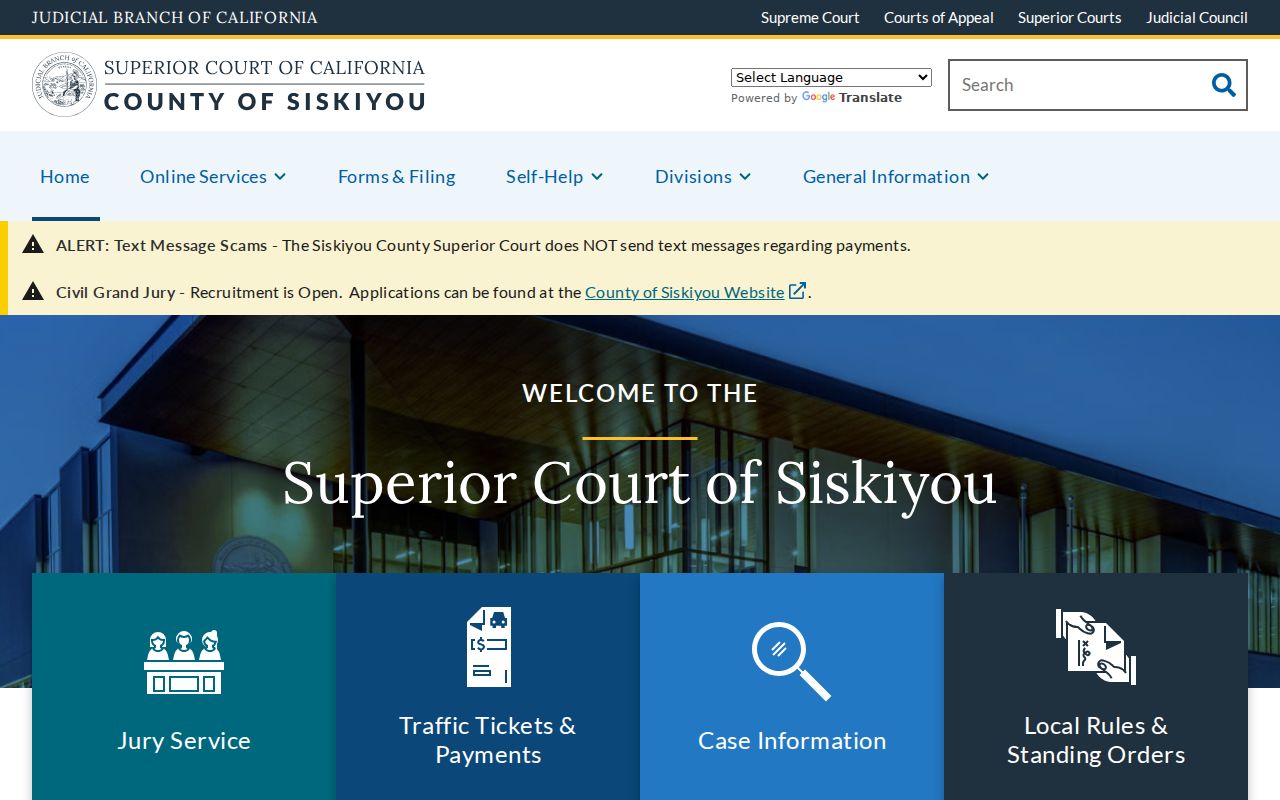 Siskiyou County criminal court and collaborative court records